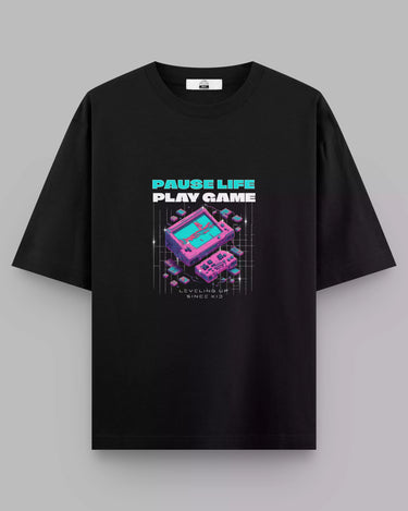 Play Game: Black Oversized Gamer Tee